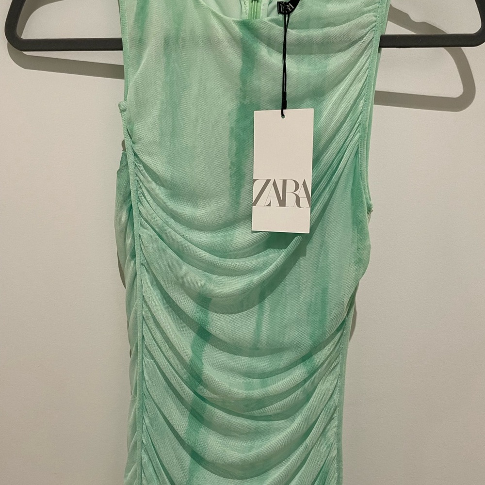 Zara Light Green Draped Dress